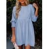 imageDokotoo Womens Summer Dresses Casual Tunic Dress Short Sleeve Crew Neck Flowy Babydoll DressSky Blue