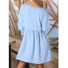 imageDokotoo Womens Summer Dresses Casual Tunic Dress Short Sleeve Crew Neck Flowy Babydoll DressSky Blue