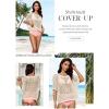 imageDokotoo Womens Summer Scoop Neck Short Sleeve Sweater Casual Crochet Hollow Out Knit Tops Pullover Shirts Beach CoverupApricot