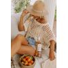 imageDokotoo Womens Summer Scoop Neck Short Sleeve Sweater Casual Crochet Hollow Out Knit Tops Pullover Shirts Beach CoverupApricot