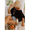 imageDokotoo Womens Summer Scoop Neck Short Sleeve Sweater Casual Crochet Hollow Out Knit Tops Pullover Shirts Beach CoverupBlack