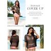 imageDokotoo Womens Summer Scoop Neck Short Sleeve Sweater Casual Crochet Hollow Out Knit Tops Pullover Shirts Beach CoverupBlack