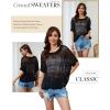 imageDokotoo Womens Summer Scoop Neck Short Sleeve Sweater Casual Crochet Hollow Out Knit Tops Pullover Shirts Beach CoverupBlack