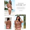 imageDokotoo Womens Summer Scoop Neck Short Sleeve Sweater Casual Crochet Hollow Out Knit Tops Pullover Shirts Beach CoverupCoffee
