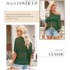 imageDokotoo Womens Summer Scoop Neck Short Sleeve Sweater Casual Crochet Hollow Out Knit Tops Pullover Shirts Beach CoverupDark Green