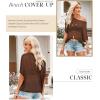 imageDokotoo Womens Summer Scoop Neck Short Sleeve Sweater Casual Crochet Hollow Out Knit Tops Pullover Shirts Beach CoverupDesert Palm