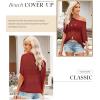 imageDokotoo Womens Summer Scoop Neck Short Sleeve Sweater Casual Crochet Hollow Out Knit Tops Pullover Shirts Beach CoverupFiery Red