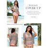 imageDokotoo Womens Summer Scoop Neck Short Sleeve Sweater Casual Crochet Hollow Out Knit Tops Pullover Shirts Beach CoverupGray
