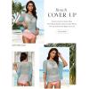 imageDokotoo Womens Summer Scoop Neck Short Sleeve Sweater Casual Crochet Hollow Out Knit Tops Pullover Shirts Beach CoverupLight Blue