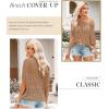 imageDokotoo Womens Summer Scoop Neck Short Sleeve Sweater Casual Crochet Hollow Out Knit Tops Pullover Shirts Beach CoverupLight French Beige