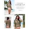 imageDokotoo Womens Summer Scoop Neck Short Sleeve Sweater Casual Crochet Hollow Out Knit Tops Pullover Shirts Beach CoverupMist Green