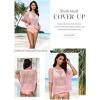 imageDokotoo Womens Summer Scoop Neck Short Sleeve Sweater Casual Crochet Hollow Out Knit Tops Pullover Shirts Beach CoverupPink