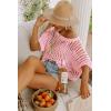 imageDokotoo Womens Summer Scoop Neck Short Sleeve Sweater Casual Crochet Hollow Out Knit Tops Pullover Shirts Beach CoverupPink