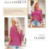 imageDokotoo Womens Summer Scoop Neck Short Sleeve Sweater Casual Crochet Hollow Out Knit Tops Pullover Shirts Beach CoverupRose Red