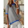 imageDokotoo Womens Tops Casual Summer Crewneck Short Sleeve Striped Color Block Knit High Low Trendy Pullover SweatersA Black 2