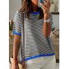 imageDokotoo Womens Tops Casual Summer Crewneck Short Sleeve Striped Color Block Knit High Low Trendy Pullover SweatersA Black 2
