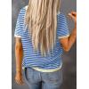 imageDokotoo Womens Tops Casual Summer Crewneck Short Sleeve Striped Color Block Knit High Low Trendy Pullover SweatersA Blue 2