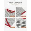 imageDokotoo Womens Tops Casual Summer Crewneck Short Sleeve Striped Color Block Knit High Low Trendy Pullover SweatersA Gray