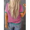 imageDokotoo Womens Tops Casual Summer Crewneck Short Sleeve Striped Color Block Knit High Low Trendy Pullover SweatersA Hot Pink