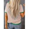imageDokotoo Womens Tops Casual Summer Crewneck Short Sleeve Striped Color Block Knit High Low Trendy Pullover SweatersA Orange