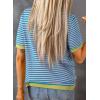 imageDokotoo Womens Tops Casual Summer Crewneck Short Sleeve Striped Color Block Knit High Low Trendy Pullover SweatersA Pink