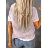 imageDokotoo Womens Tops Casual Summer Crewneck Short Sleeve Striped Color Block Knit High Low Trendy Pullover SweatersA Pink White