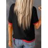 imageDokotoo Womens Tops Casual Summer Crewneck Short Sleeve Striped Color Block Knit High Low Trendy Pullover SweatersB Solid Black