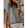 imageDokotoo Womens Tops Casual Summer Crewneck Short Sleeve Striped Color Block Knit High Low Trendy Pullover SweatersBlack