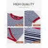 imageDokotoo Womens Tops Casual Summer Crewneck Short Sleeve Striped Color Block Knit High Low Trendy Pullover SweatersBlue