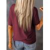 imageDokotoo Womens Tops Casual Summer Crewneck Short Sleeve Striped Color Block Knit High Low Trendy Pullover SweatersC Solid Red