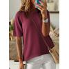 imageDokotoo Womens Tops Casual Summer Crewneck Short Sleeve Striped Color Block Knit High Low Trendy Pullover SweatersC Solid Red