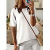imageDokotoo Womens Tops Casual Summer Crewneck Short Sleeve Striped Color Block Knit High Low Trendy Pullover SweatersC Solid White