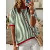 imageDokotoo Womens Tops Casual Summer Crewneck Short Sleeve Striped Color Block Knit High Low Trendy Pullover SweatersGreen