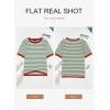 imageDokotoo Womens Tops Casual Summer Crewneck Short Sleeve Striped Color Block Knit High Low Trendy Pullover SweatersGreen