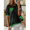 imageDokotoo Womens Tops Casual Summer Crewneck Short Sleeve Striped Color Block Knit High Low Trendy Pullover SweatersS Black
