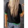 imageDokotoo Womens Tops Casual Summer Crewneck Short Sleeve Striped Color Block Knit High Low Trendy Pullover SweatersS Black
