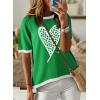 imageDokotoo Womens Tops Casual Summer Crewneck Short Sleeve Striped Color Block Knit High Low Trendy Pullover SweatersS Green 1
