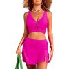 imageDokotoo Bikini Set for Women Swimsuits 2025 Swim Skirts with Removable Pads Bathing SuitBright Pink