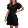 imageDokotoo Women 2025 Summer Ruffle Edge Sleeve Dresses Floral Casual Beach Mini Dress with PocketA Black