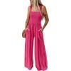 imageDokotoo Womens Casual Loose Overalls Jumpsuits One Piece Sleeveless Wide Leg Long Pant Rompers With PocketsRose