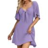 imageDokotoo Womens Dresses 2025 Summer Fall Deep V Neck Elegant Bow tie Mini Dress SXLWisteria