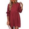 imageDokotoo Womens Summer Dresses Casual Tunic Dress Short Sleeve Crew Neck Flowy Babydoll DressRed Dahlia