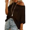 imageDokotoo Womens Summer Scoop Neck Short Sleeve Sweater Casual Crochet Hollow Out Knit Tops Pullover Shirts Beach CoverupBlack