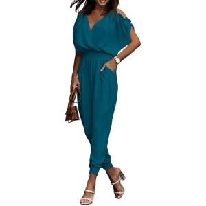 imageDokotoo Jumpsuit for Womens Dressy Casual 2025 One Piece Romper Cold Shoulder Outfits for SummerGreen