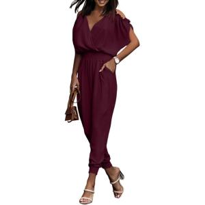 imageDokotoo Jumpsuit for Womens Dressy Casual 2025 One Piece Romper Cold Shoulder Outfits for SummerWine