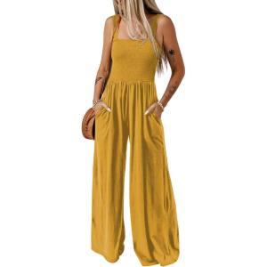 imageDokotoo Womens Casual Loose Overalls Jumpsuits One Piece Sleeveless Wide Leg Long Pant Rompers With PocketsGinger