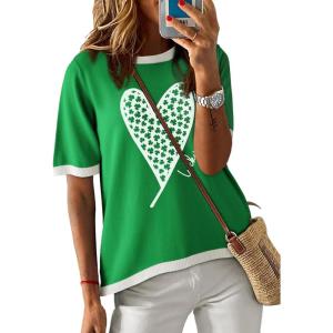 imageDokotoo Womens Tops Casual Summer Crewneck Short Sleeve Striped Color Block Knit High Low Trendy Pullover SweatersS Green 1