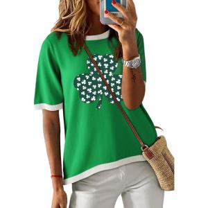 imageDokotoo Womens Tops Casual Summer Crewneck Short Sleeve Striped Color Block Knit High Low Trendy Pullover SweatersS Green 2