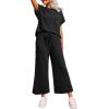 imageDokotoo 2 Piece Sets for Women Casual Short Sleeve Summer Tops and High Rise Wide Leg Pants Lounge SetsBlack