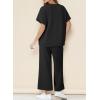 imageDokotoo 2 Piece Sets for Women Casual Short Sleeve Summer Tops and High Rise Wide Leg Pants Lounge SetsBlack